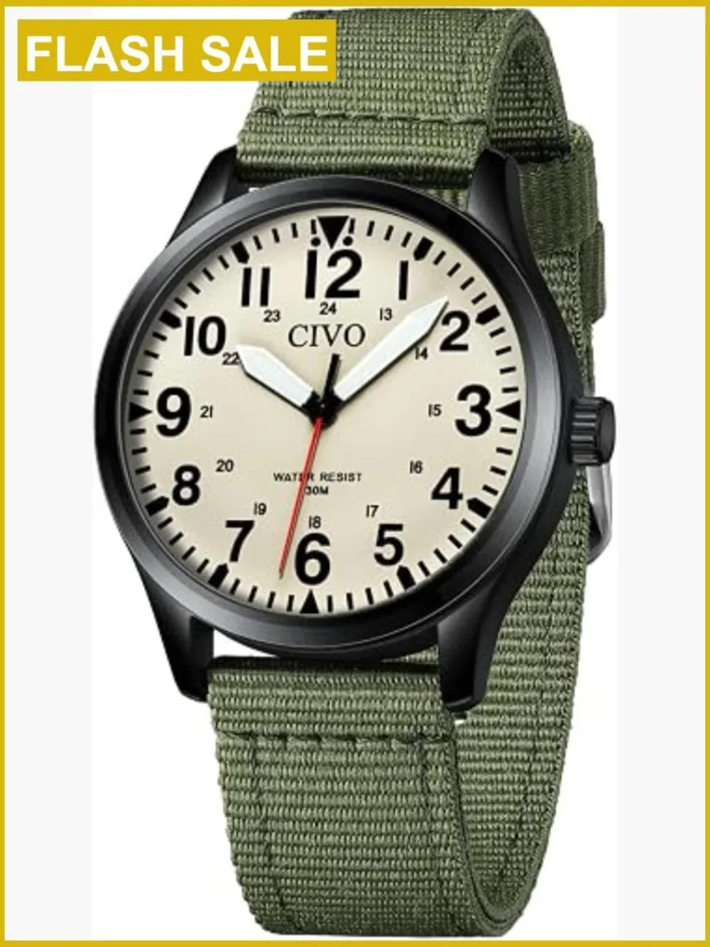 Men's Military Watch Waterproof Analog Quartz Nylon Strap Luminous Field Wrist
